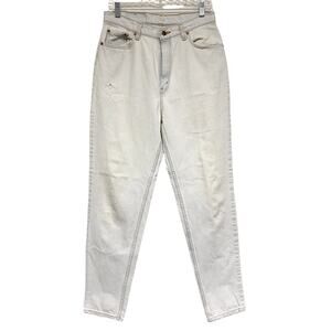 Vintage Levis 521 Womens Size 14 L Tapered Fit Worn White Light Blue Jeans
